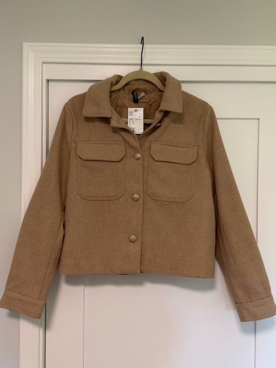 H&M Jackets & Blazers - Cropped Camel Felt Button Front Jacket